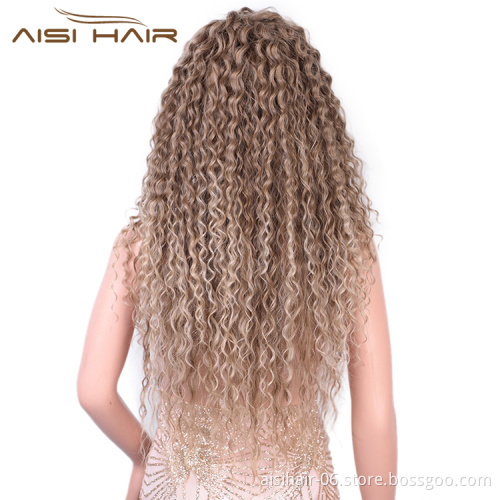Aisi Hair 13x6 Long Wavy Ombre Blonde Dark Root Wig Kinky Curly Lace Frontal Wig Deep Wave Front Lace Hair Wigs For Black Women